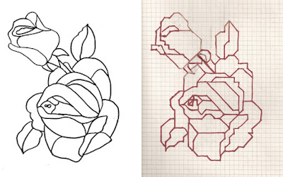 rose drawing and needlepoint chart
