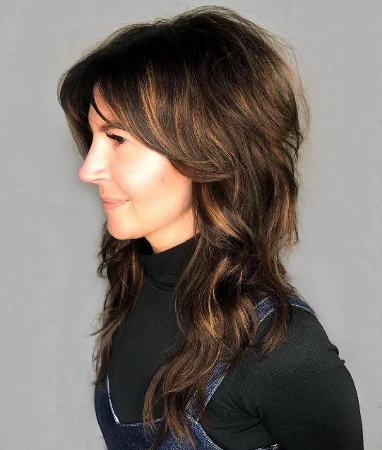 Brunette Shag with Piece-y Layers