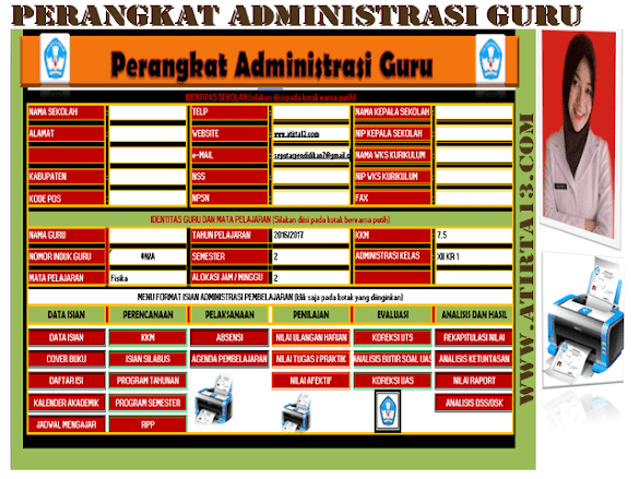 Aplikasi Manajemen Guru Kelas Sd Smp Sma Kurikulum 2013 Excel Revisi 2018