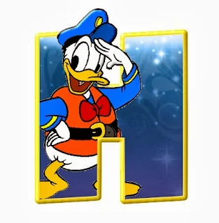 Alfabeto de personajes Disney con letras grandes H Donald. 