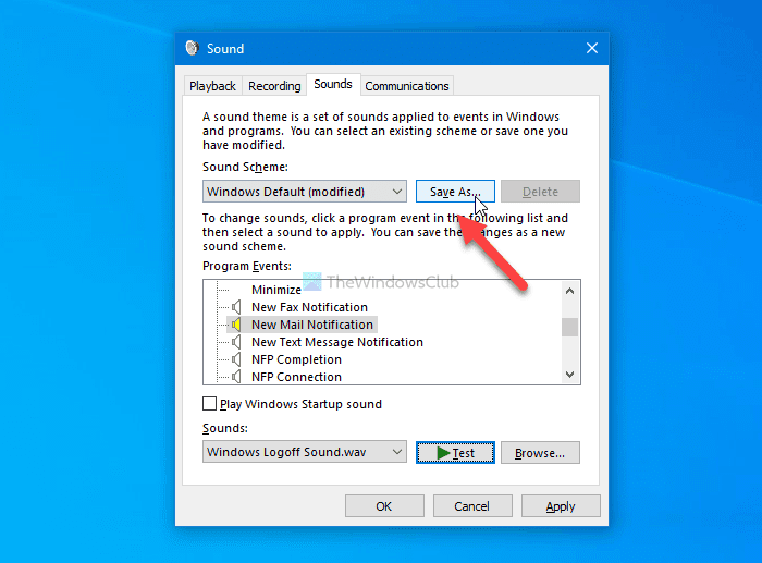 Как изменить звук уведомления о новой электронной почте в Windows 10