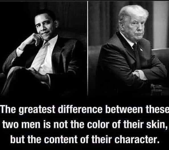 Picture of Barack Obama and Donald Trump captioned, 