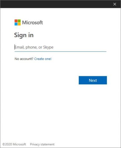 Inicio de sesión en la cuenta de Microsoft