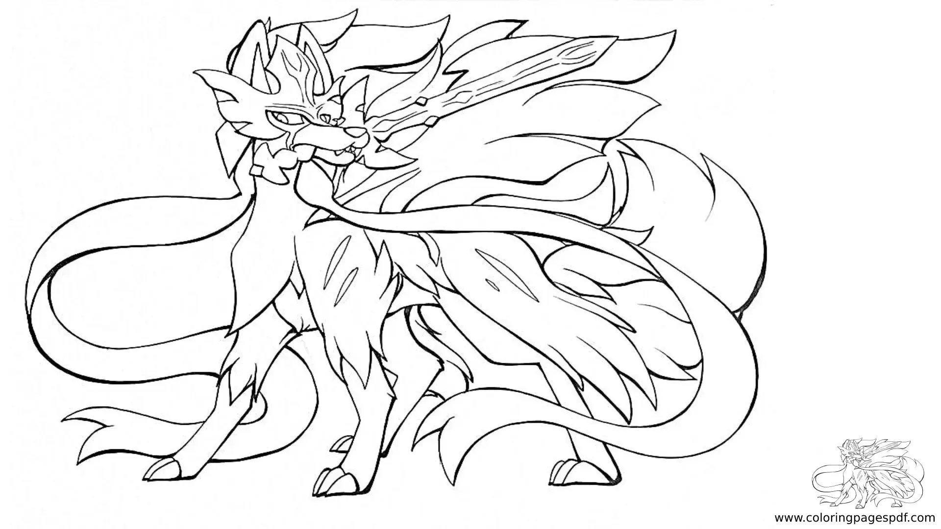 Coloring Page Of Crowned Sword Zacian Looking Away