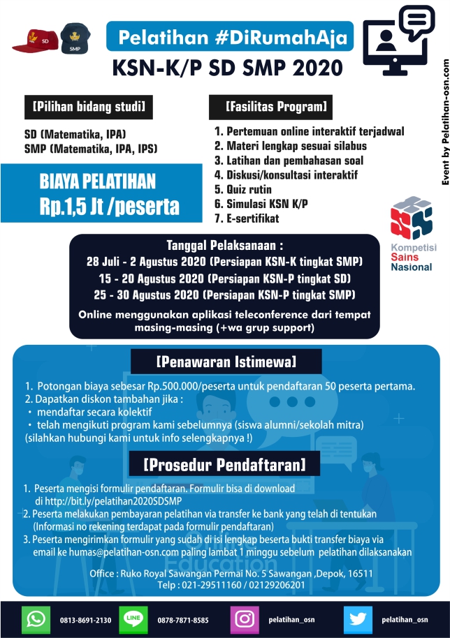 Pelatihan Osn Ksn Pelatihan Dirumahaja Persiapan Ksn K P 2020 Tingkat Sd Smp