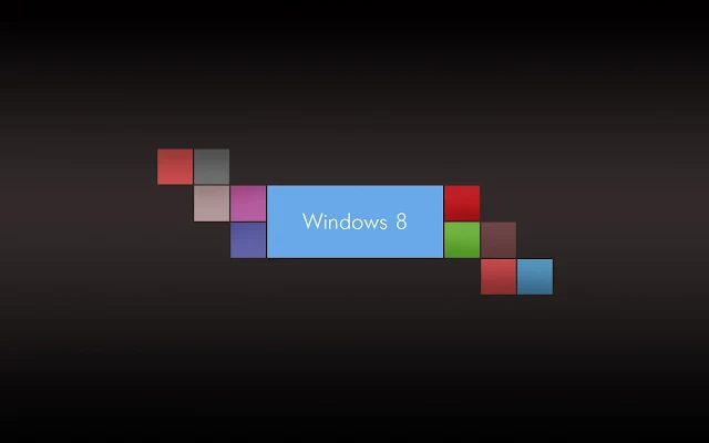 Bruin zwarte Windows 8 wallpaper met gekleurde blokjes