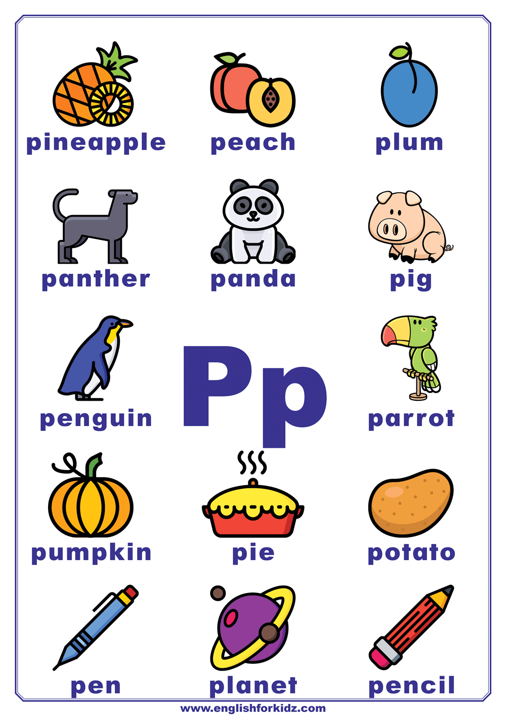 Letter P Worksheets, Flash Cards, Coloring Pages