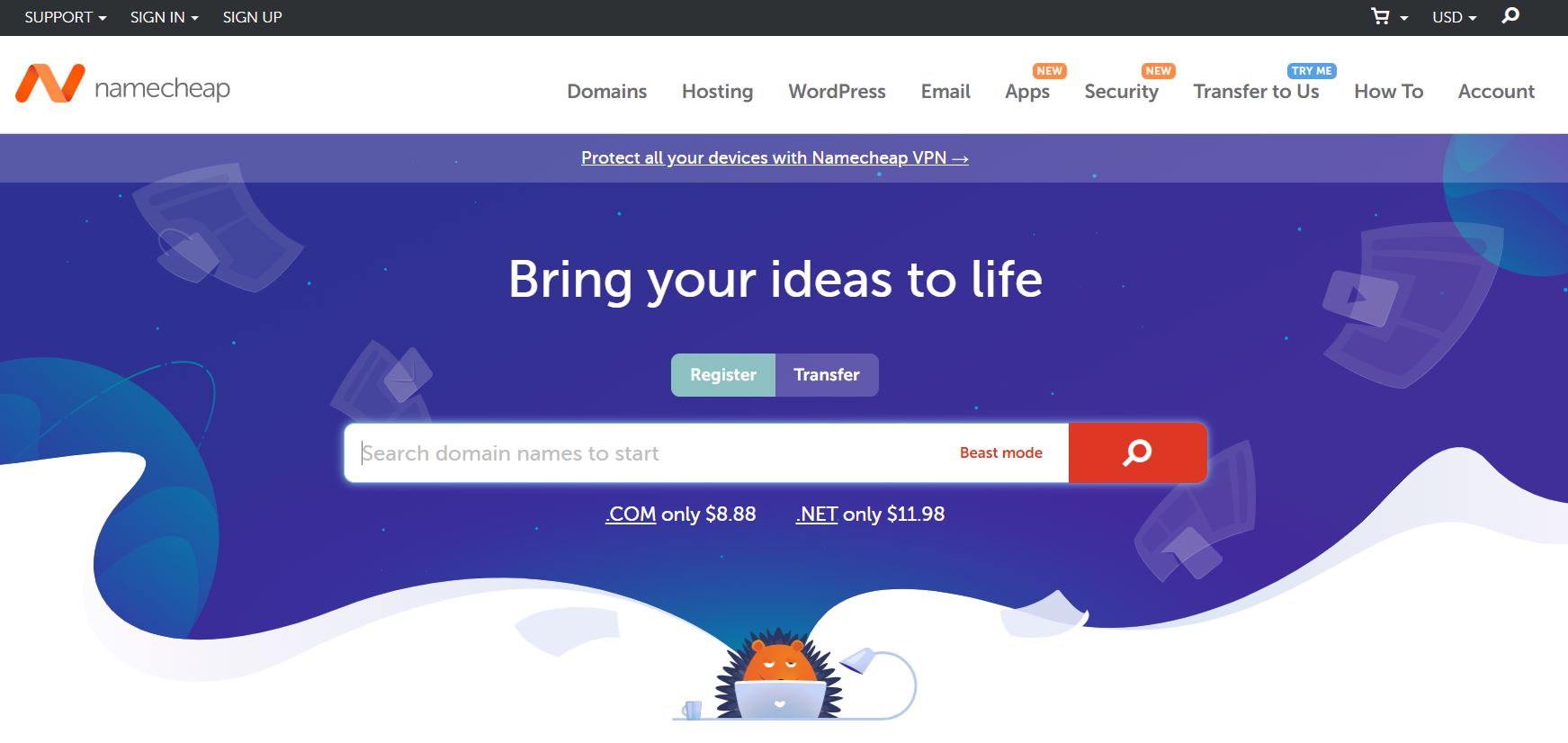 Đến trang chủ Namecheap và xem thử đã có ai mua tên miền bạn muốn chưa