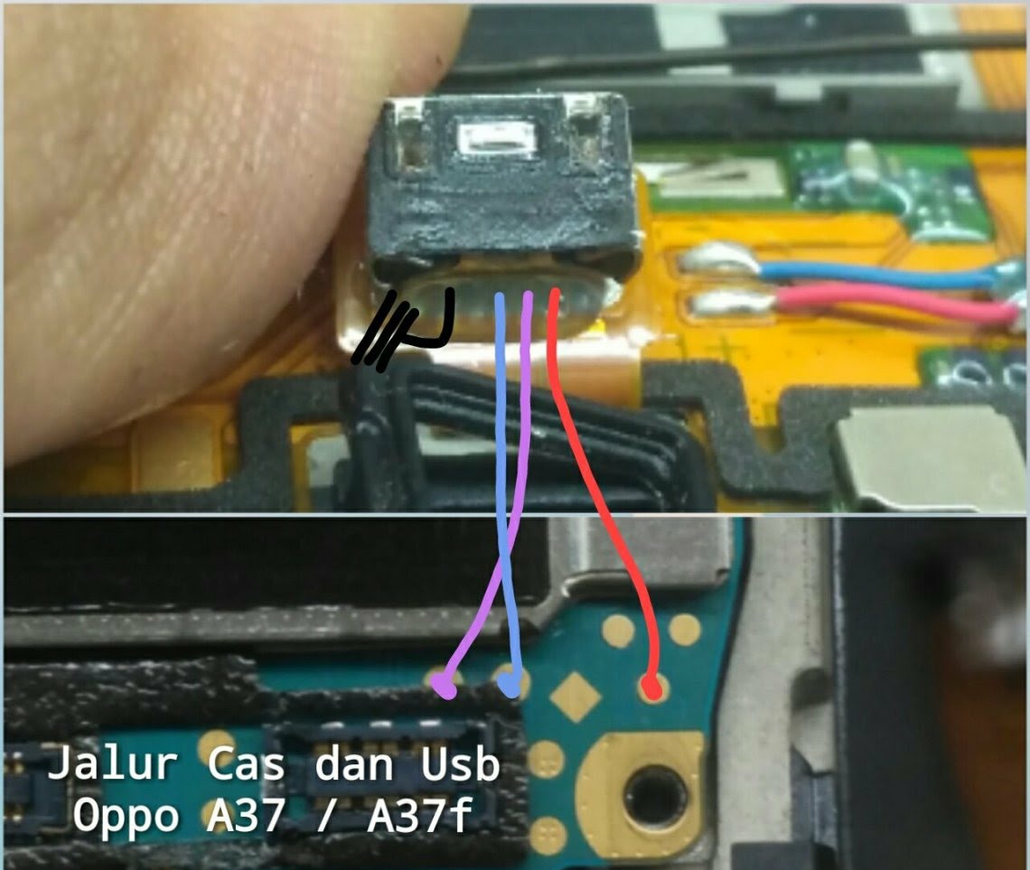 Jalur Cas dan Usb Oppo A37/A37f Tested