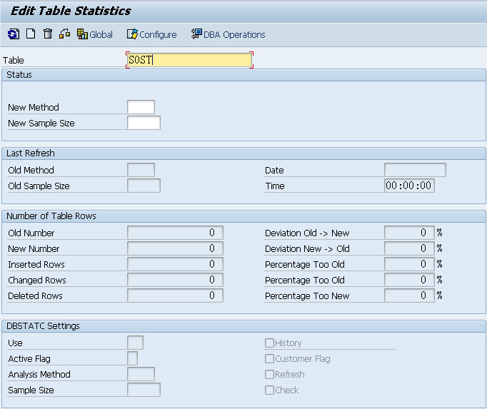 everywhere 收集SAP table statistics