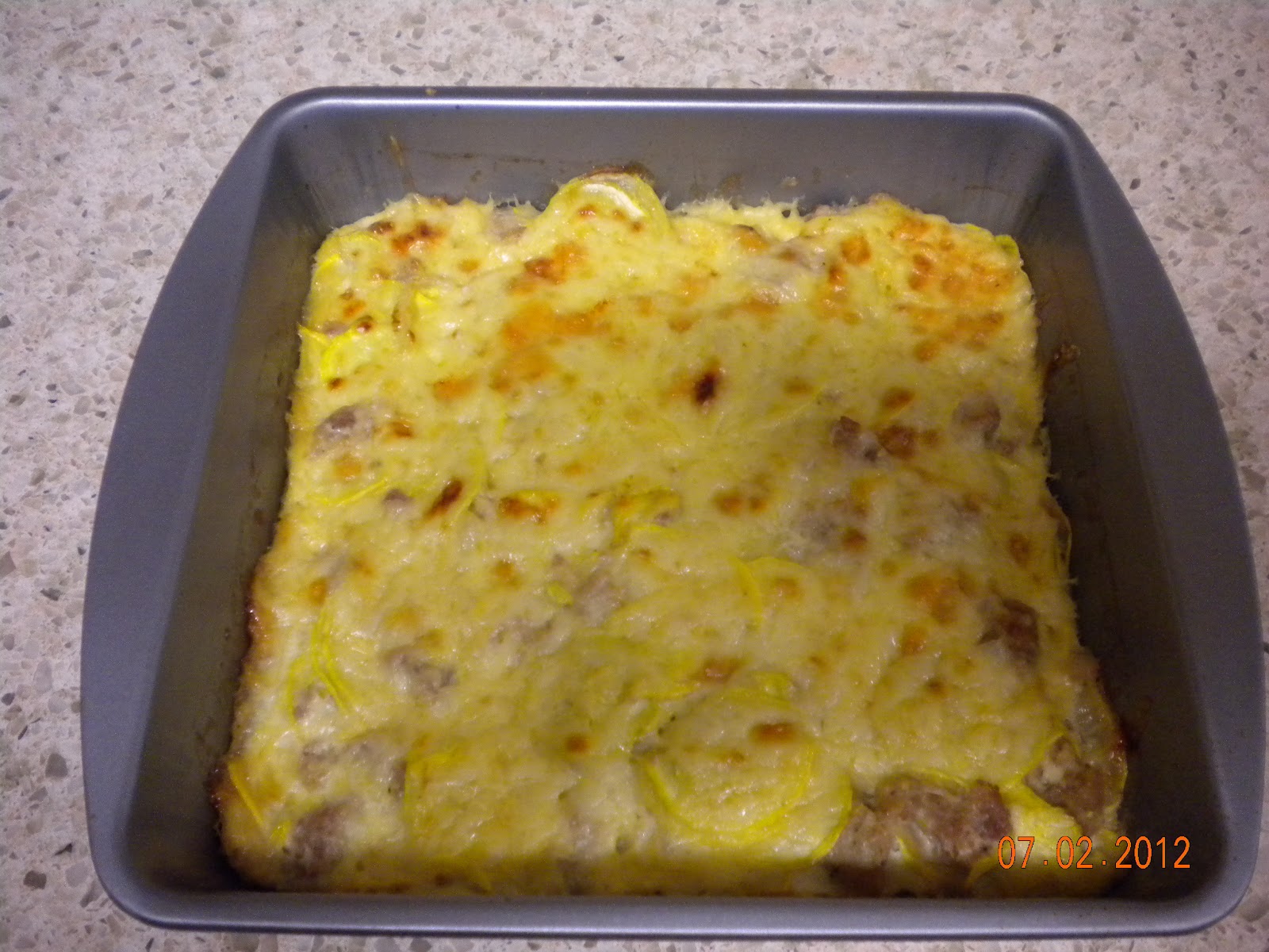 Deep Language Yellow squash and sausage casserole