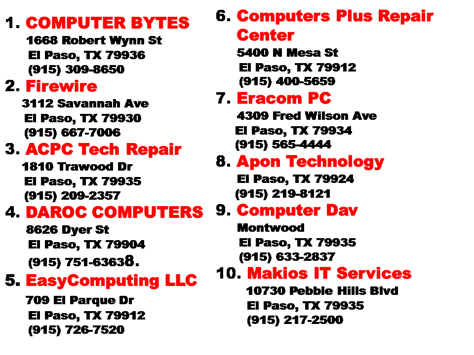 Computer Repair El Paso Tech News Today
