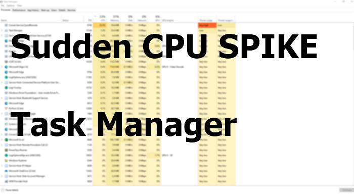 CPU 사용량 급증 작업 관리자 창