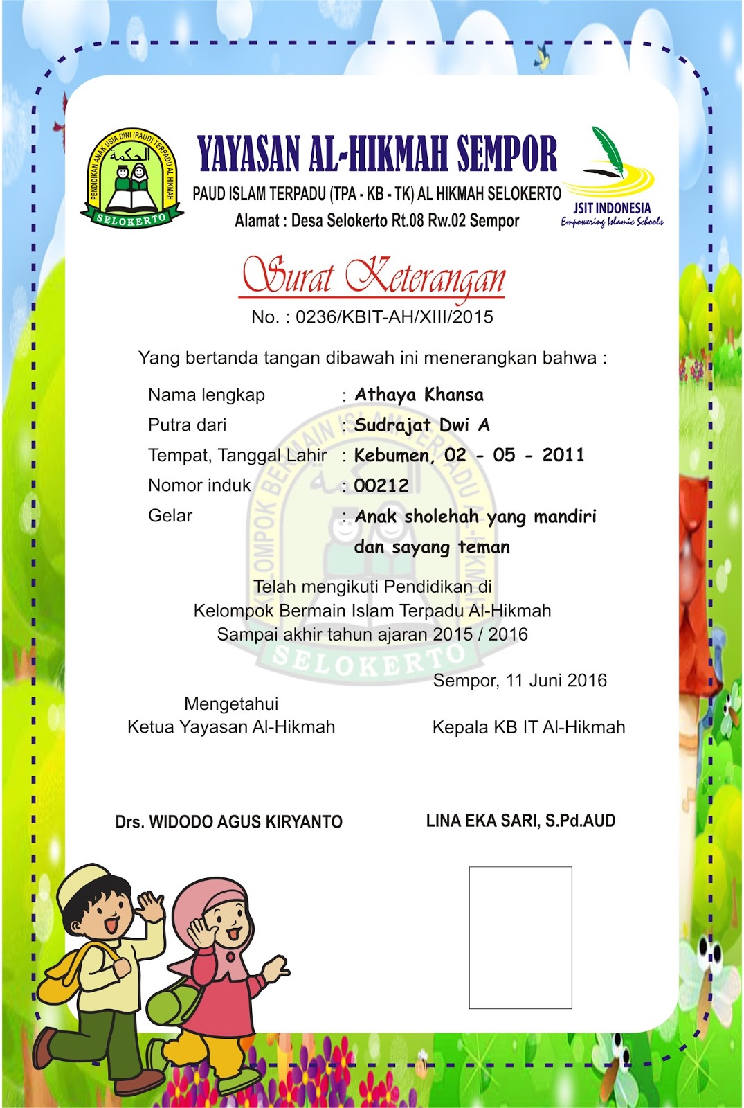 Contoh Surat Tanda Tamat Belajar Tk Kumpulan Contoh Surat