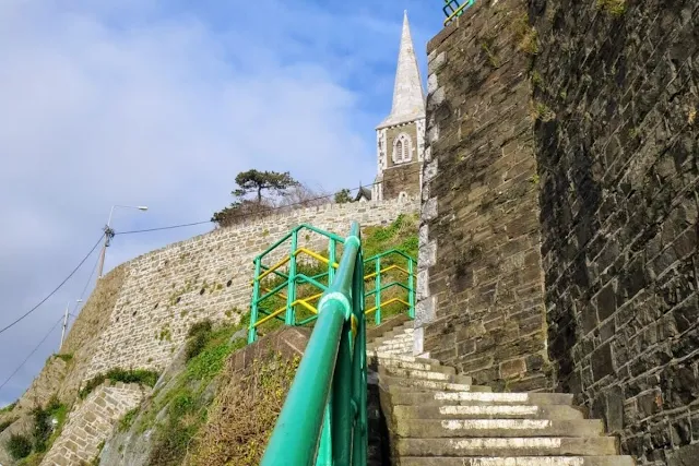 Cork to Cobh: Steep staircase and spire