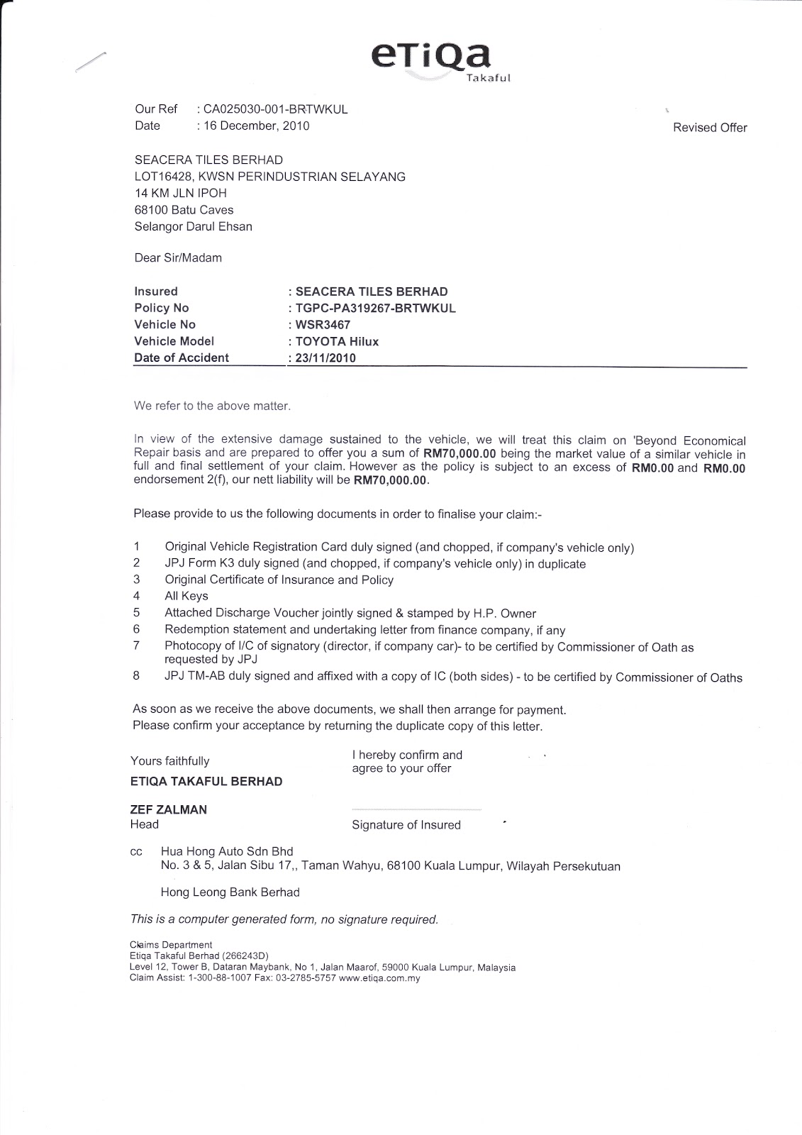 Car Accident: Car Accident Letter Of Demand Sample