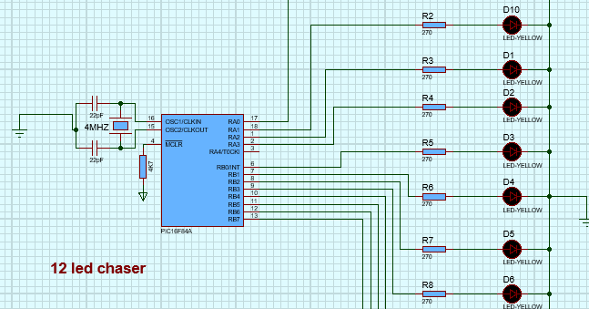 12 led chaser with PIC16F84 - Azad Electronics