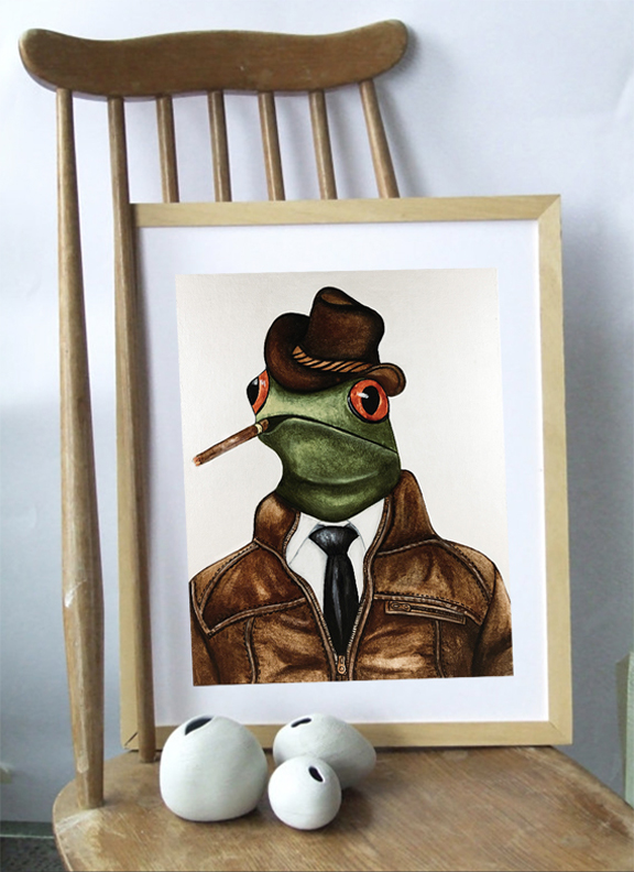 ArtsyPrintsPlus: The Hipster Animal Gang Frog Art Print by k Madison Moore