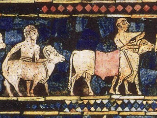 Detail of mosaic from Ur, circa 2500 BCE (public domain photo)