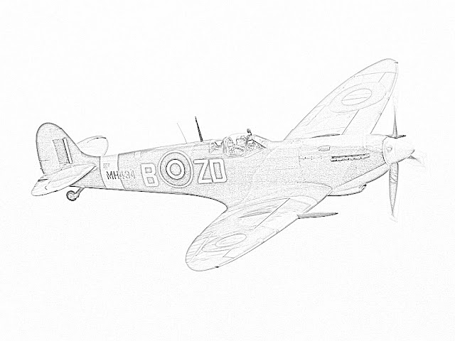 coloring page World War II fighter worldwartwo.filminspector.com