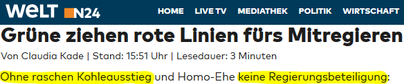 Grüne: Ohne raschen Kohleausstieg und Homo-Ehe keine Regierungsbeteiligung Grüne: Ohne raschen Kohleausstieg und Homo-Ehe keine Regierungsbeteiligung