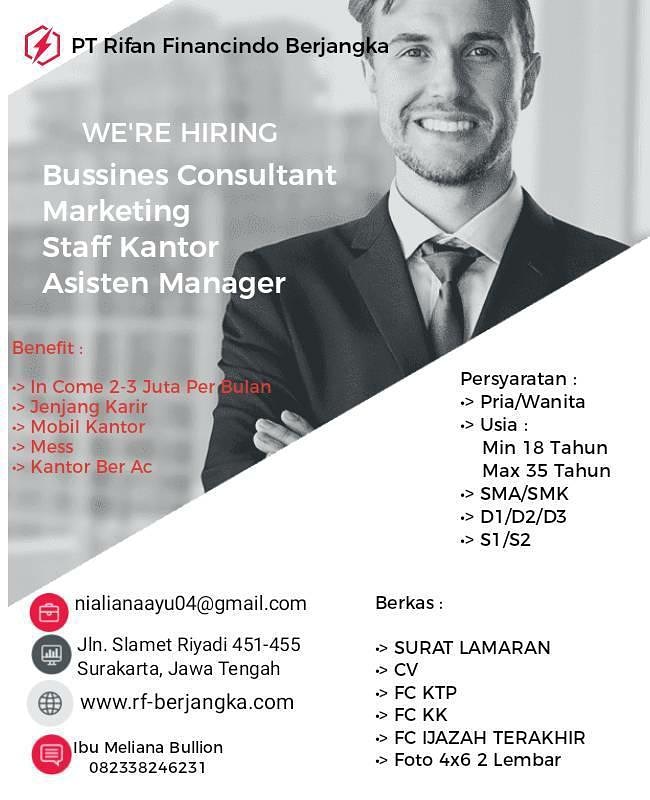 Lowongan Kerja Bussines Consultant Marketing Staff Kantor Asisten Manager Di Pt Rifan Financindo Berjangka Solo Bursa Lowongan Kerja