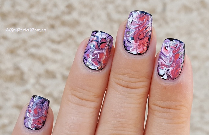 Life World Women Elegant Marble Nails In The Colors Of Halloween