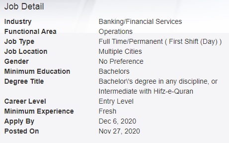 Faysal Bank Pakistan Jobs 2020 for Trainee Branch Services Officer / Universal Teller