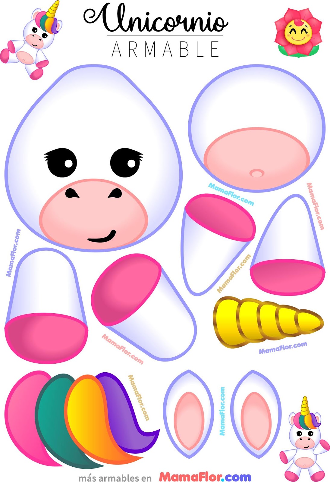Tarea en casa: UNICORNIO armable para Imprimir GRATIS - Manualidades