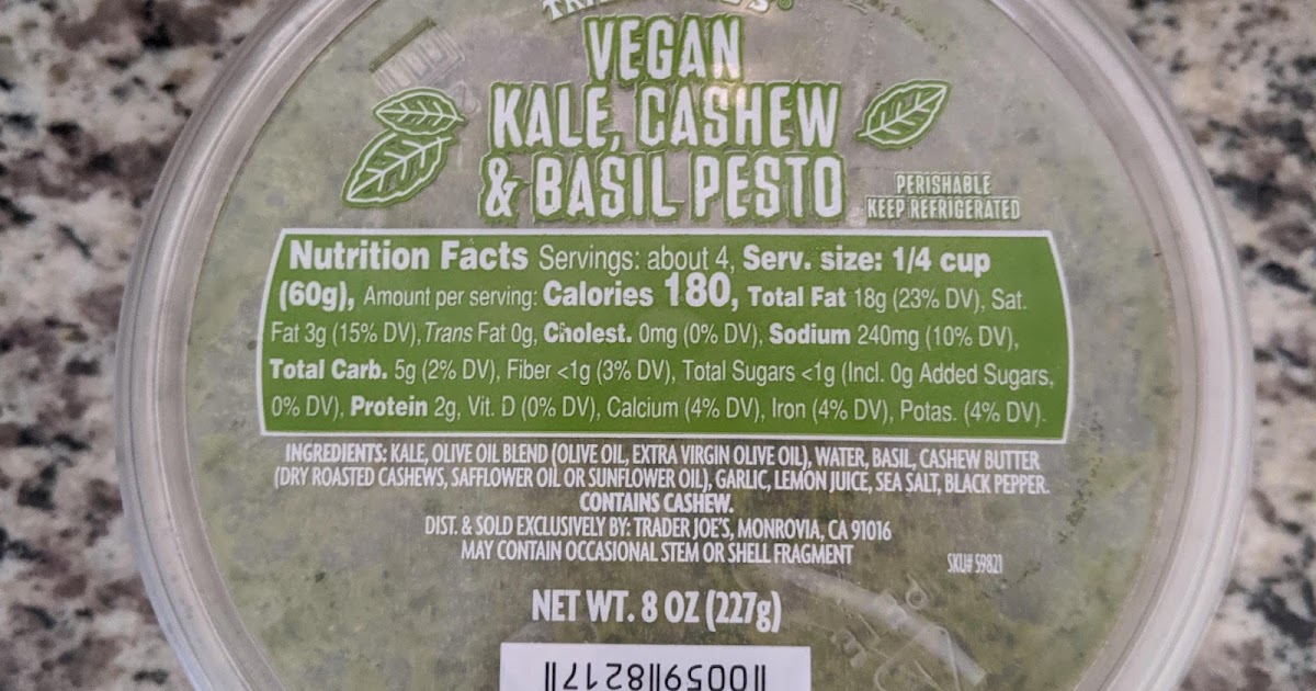 Vegan Adjacent Review Trader Joe's Vegan Kale, Cashew & Basil Pesto