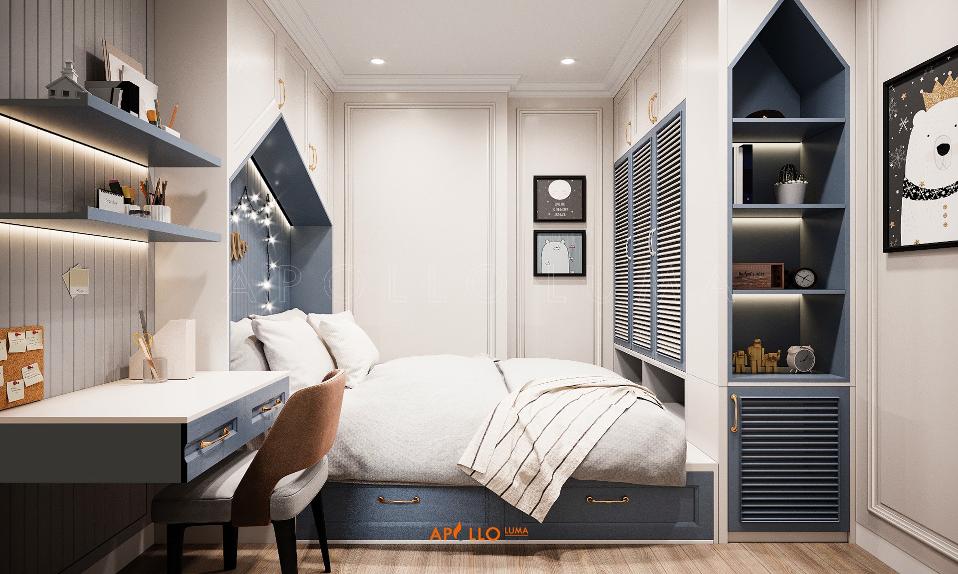 Thiết kế nội thất căn hộ 2PN Vinhomes Smart City phong cách Tân Cổ Điển