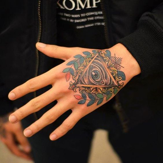 tatuagem masculina na mão e no braço masculino desenho