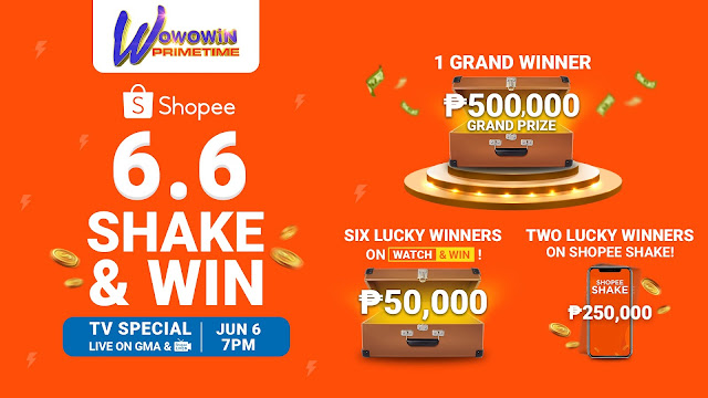 Catch the Shopee 6.6 Shake & Win TV Special on Wowowin Primetime and Win A Total of ₱1.3 Million in Cash