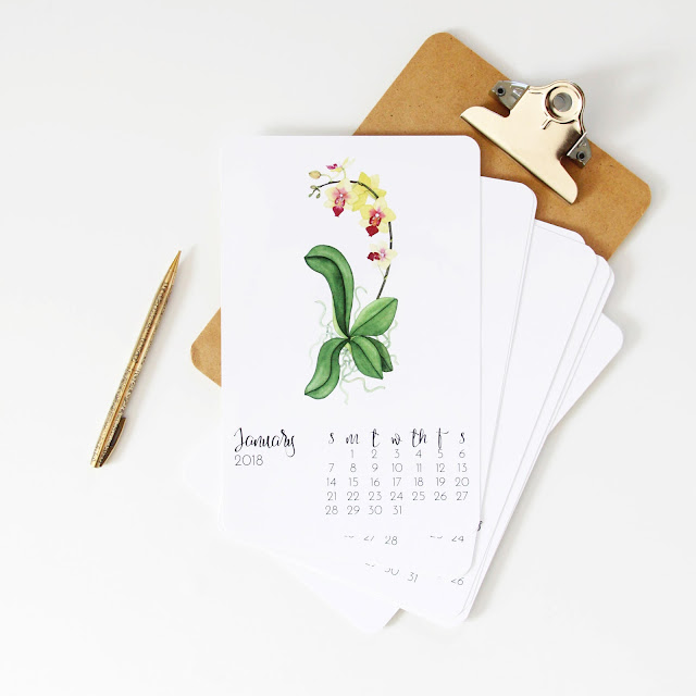 calendars, 2018 calendars, desk calendar, art print set, botanical watercolors, watercolor art prints, watercolor calendar, Anne Butera, My Giant Strawberry