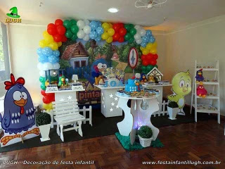 Decoração mesa de aniversário da Galinha Pintadinha