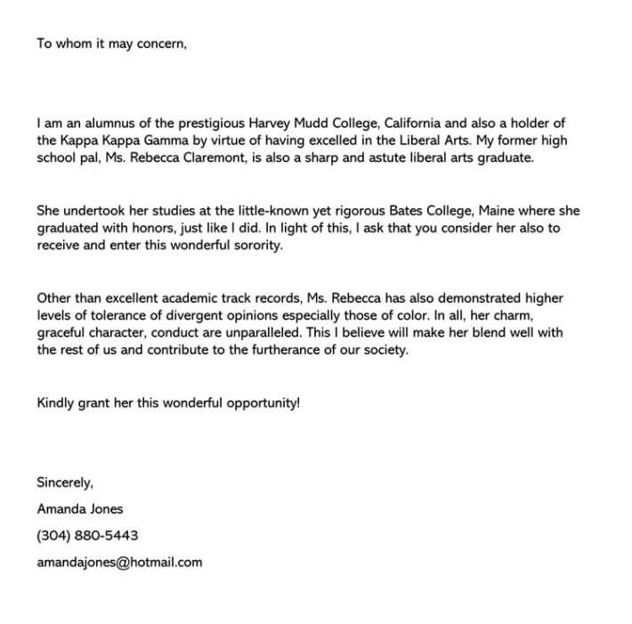 Kappa Kappa Gamma Letter Of Recommendation ~ Certificate Letter