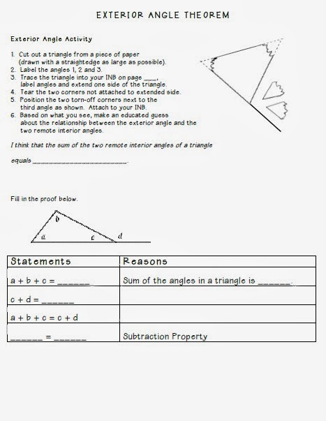 Math by Tori: Triangles Unit: Interior Angle Sum and Exterior Angle