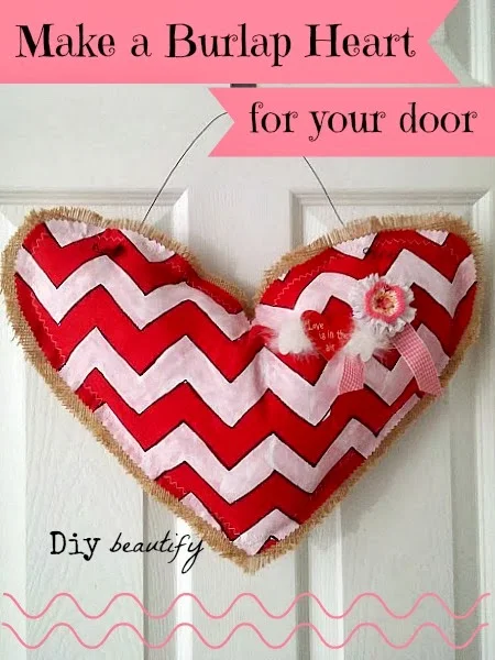 Looking for something unique to hang on your door this Valentines? Make this burlap heart! Step by step directions included at diy beautify!