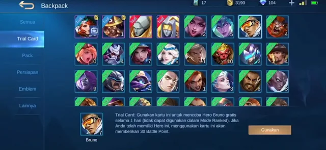 Cara Merubah Hero Trial Mobile Legends Menjadi Permanen Cara Merubah Hero Trial Mobile Legends Menjadi Permanen