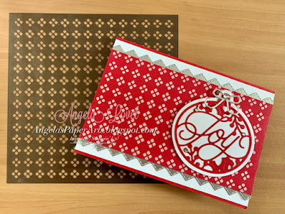 Angela's PaperArts: Stampin Up Delicate bauble, embossing paste and basic border die Christmas card