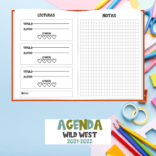 AGENDA ESCOLAR, A5, 2021, 2022, PDF, IMPRIMIR, MOSNTRUOS, HADAS, MARY POPPINS, INDIOS, VAQUEROS, WILD WEST