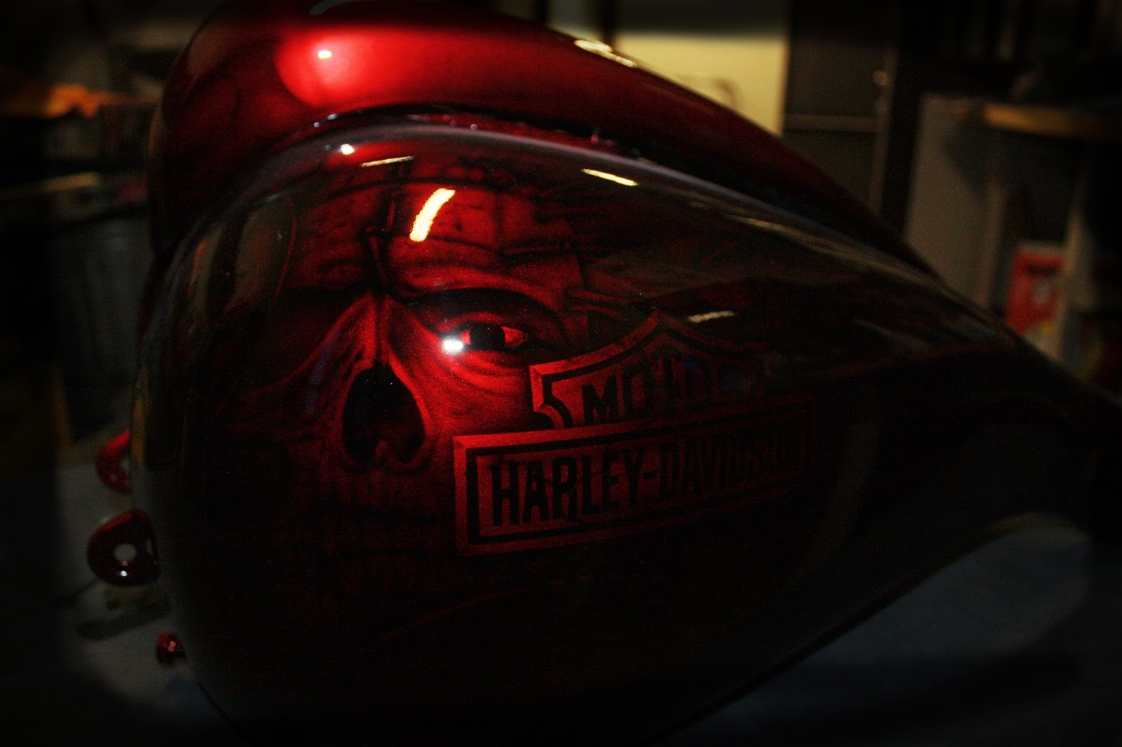 Online Motorcycle Paint Shop Candy apple red with gambling skulls and
