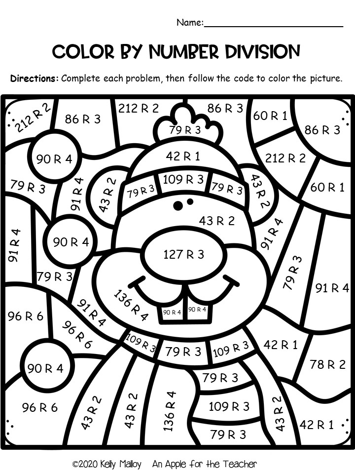 An Apple For The Teacher: Groundhog Day Math Fact Color By Number