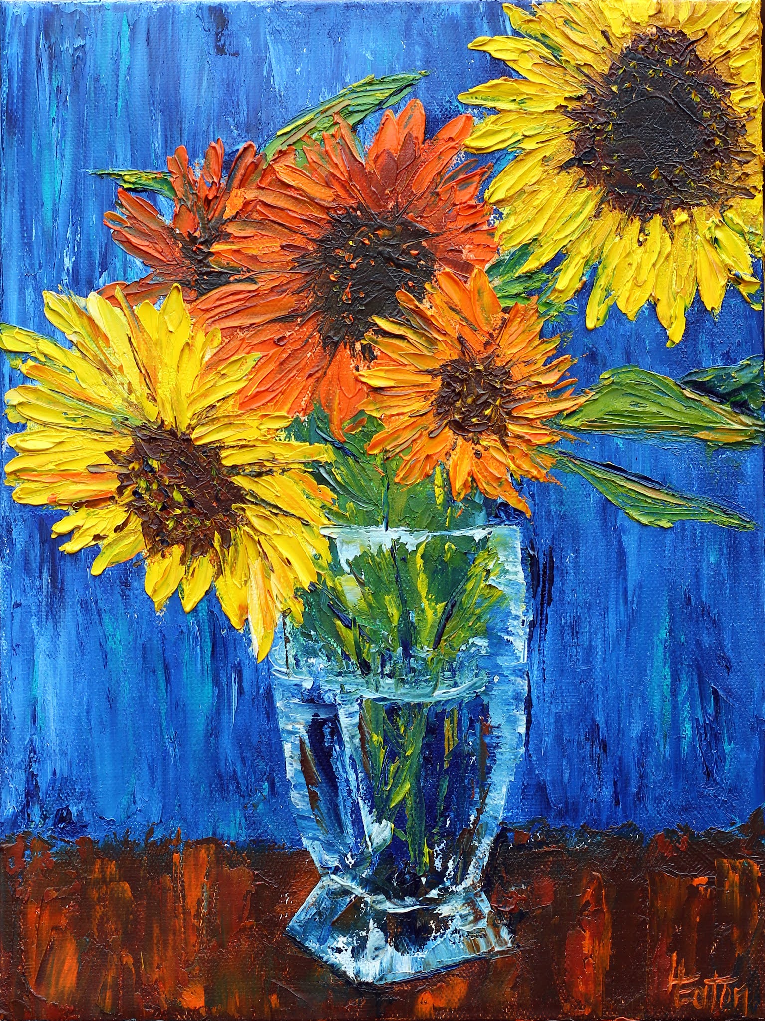 Word Weaver Art Sunflower Bouquet (Palette Knife)