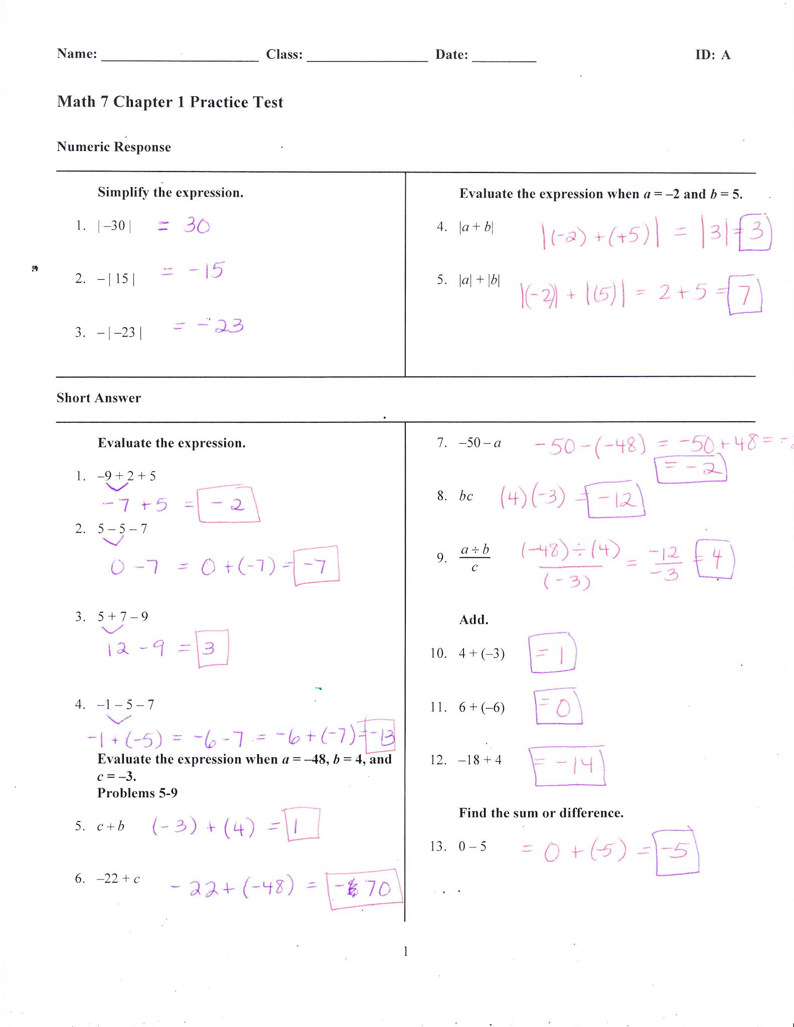 Ms. Jean's Classroom Blog: Chapter 1 Practice Test Answers