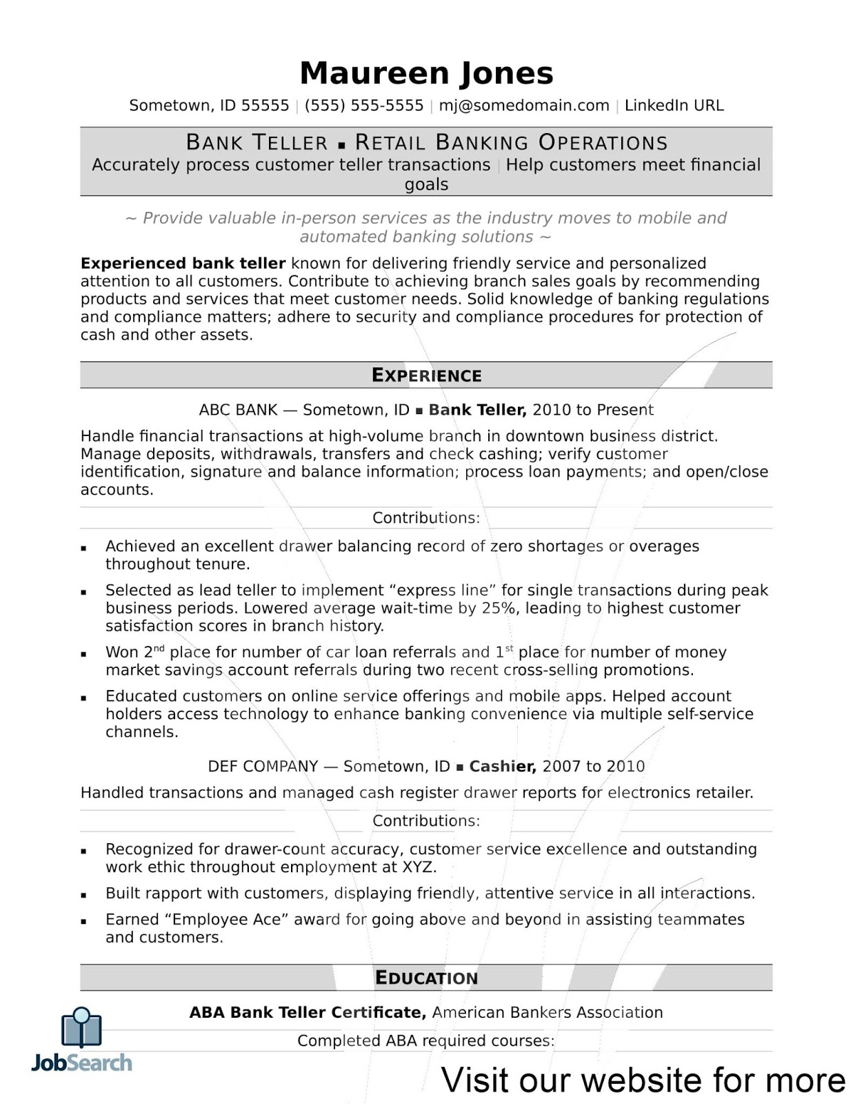 bank resume template bank resume template download Bank Resume Template 2020 bank resume template for freshers bank teller resume template