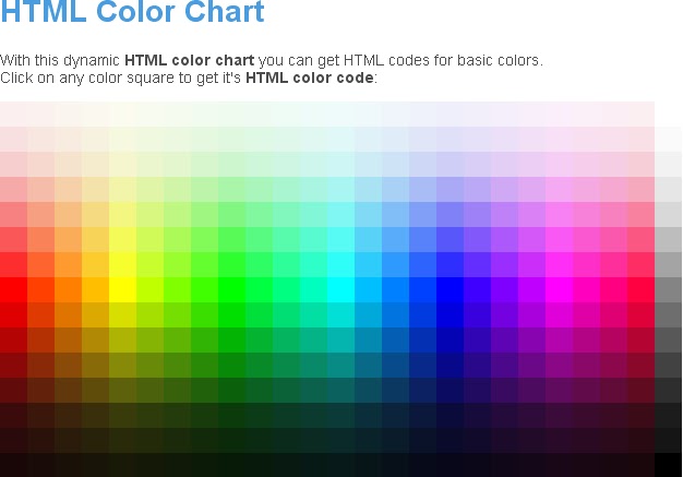 html color code chart
