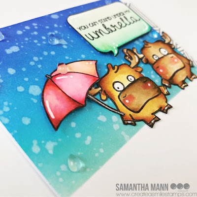 Under My Umbrella Card by Samantha Mann for Create a Smile Stamps, Cards, Card Making, Handmade Cards, Distress Inks, Ink Blending, #createasmile #createasmilestamps #distressinks #inkblending #cards #cardmaking