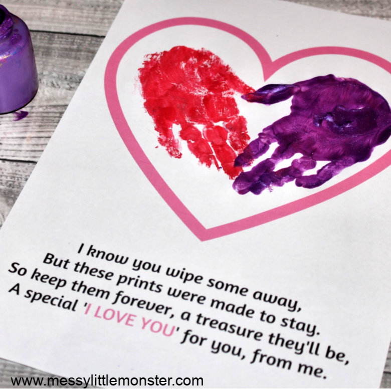Handprint Poem An Adorable Handprint Heart Keepsake Messy Little Handprint Poem An Adorable Handprint Heart Keepsake Messy Little