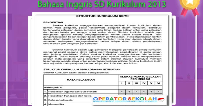 Semester 2 Ki Dan Kd Bahasa Inggris Sd Kurikulum 2019